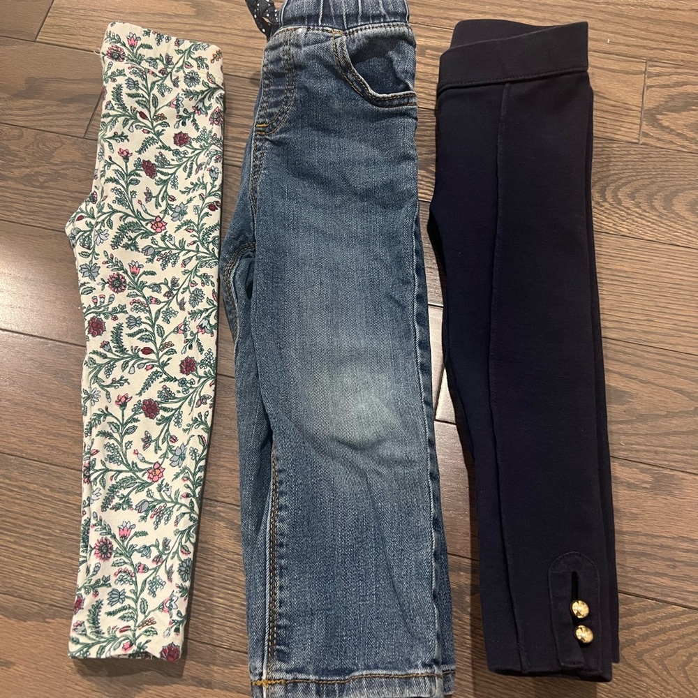 Janie and Jack Floral Leggings and Dark Leggings Set